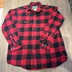 Vintage Field & Stream Red Black Plaid Heavyweight Button-Down Flannel Xl Tall
